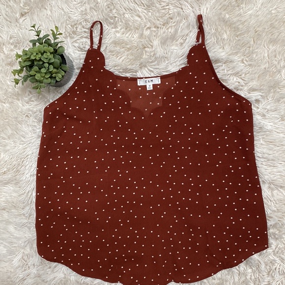 E & M Polka Dot Scalloped Cami 💗 Rust & White - Picture 3 of 12